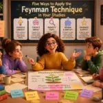 Student explaining a concept using the Feynman Technique in a study group. 