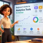 A diverse group analyzing data on a large interactive screen together in a modern office setting