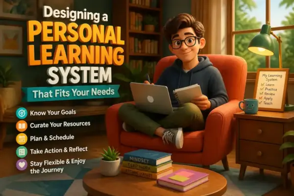 Editorial illustration showing designing a personal learning system that fits your needs