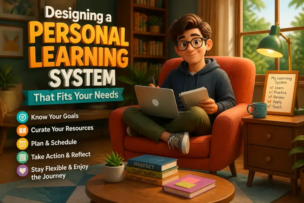 Editorial illustration showing designing a personal learning system that fits your needs