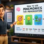 Editorial illustration showing how to use mnemonics for memorization