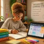 Student using interactive tools to study based on learning styles