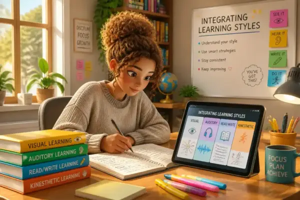 Student using interactive tools to study based on learning styles